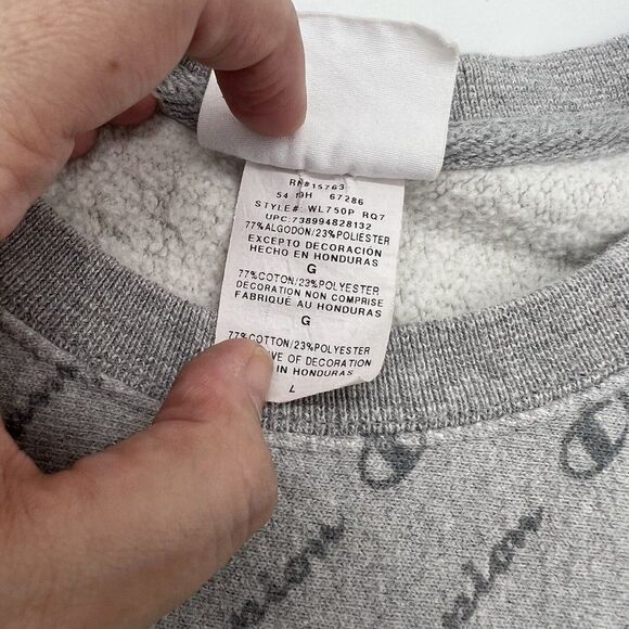 Champion Reverse Weave Womens Large All Over Logo Sweatshirt Athletic Fit - Picture 4 of 5